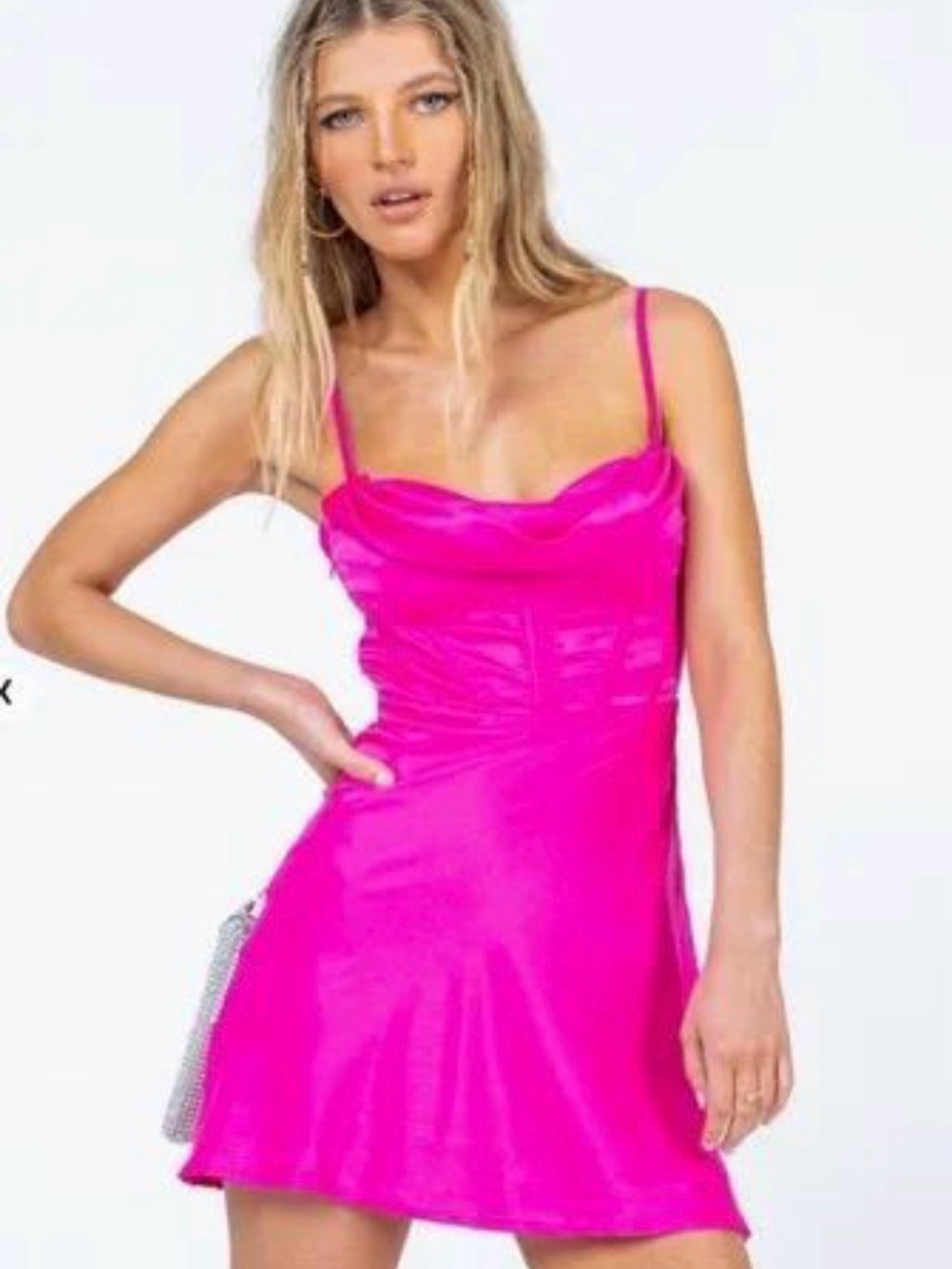NWT Princess Polly Pink Satin Cowl Bodice Mini Dress